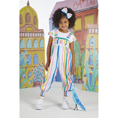 A'Dee Girls Rainbow Stripe Jumpsuit Set